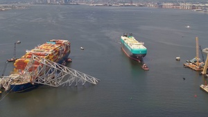 Commercial vessels begin transit through temporary channel