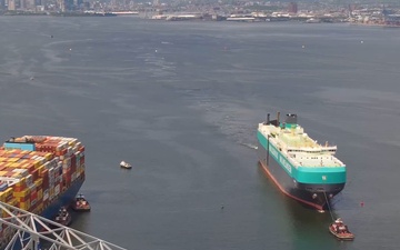 Commercial vessels begin transit through temporary channel