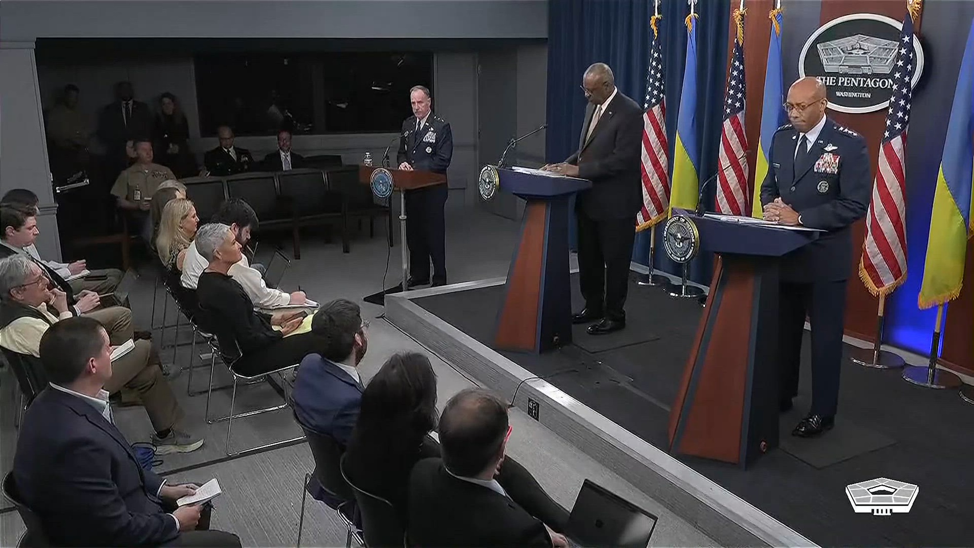 Secretary of Defense Lloyd J. Austin III holds a press conference about the virtual Ukraine Defense Contact Group meeting.
