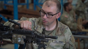 Soldiers with 1st Brigade Combat Team, 10th Mountain Division, install MILES gear at JRTC