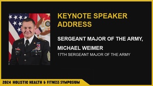 17th Sergeant Major of the Army, Michael Weimer, outlines his expectations for the H2F System during the H2F Symposium