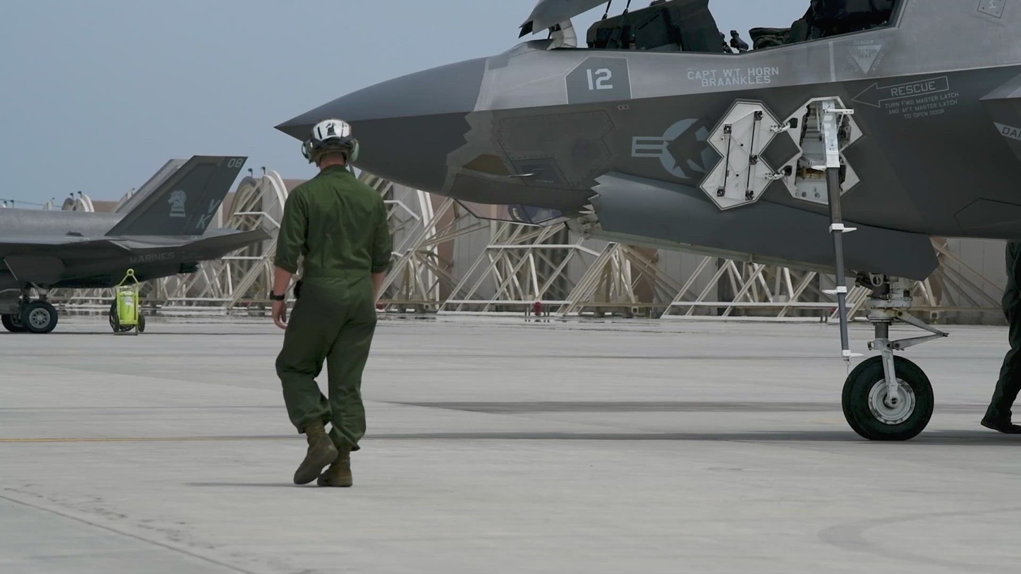 U.S. Marines with Marine Fighter Attack Squadron (VMFA) 121, Marine Aircraft Group 12, 1st Marine Aircraft Wing depart Kunsan Air Base, South Korea, April 26, 2024. VMFA-121 completed a two-week long exercise known as Korea Flying Training (KFT) 24. KFT 24 is a large-scale employment training exercise enhancing U.S. and Republic of Korea (ROK) interoperability and ultimately strengthening U.S. and ROK commitments to maintain peace in the region. (U.S. Marine Corps video by Lance Cpl. Alejandra Vega)