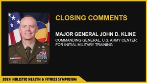 Maj. Gen. John Kline provides his closing comments to the 2024 H2F Symposium