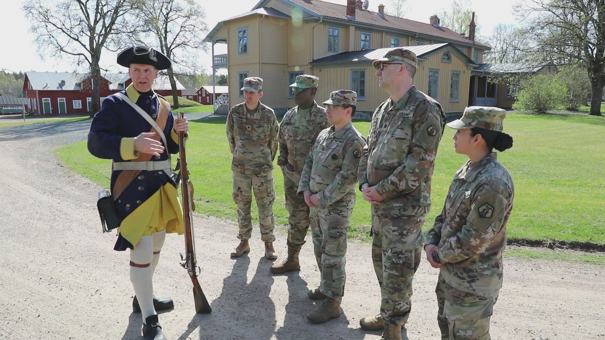SKILLINGARYD, Sweden – U.S. Army Reserve Soldiers from the 510th Regional Support Group (RSG) learn about Swedish military history during a guided camp tour during Defender Europe on May 3, 2024, in Skillingaryd, Sweden. 

DEFENDER 24 – Dynamic Employment of Forces to Europe for NATO Deterrence and Enhanced Readiness – is the largest U. S. Army exercise in Europe. DEFENDER is the compilation of exercises Saber Strike, Immediate Response, and Swift Response, and aims to deter adversaries, transform operational mission command, build readiness, and strengthen the NATO Alliance. More than 17,000 U.S. and 23,000 multi-national service members from more than 20 Allied and partner nations cooperate for the success of this mission. 

The 7th Mission Support Command, America’s Army Reserve in Europe, provides ready, capable units of action, to support U.S. Army Europe – Africa missions across the globe. Soldiers from 510th RSG provide Base Operational Support and Integration (BOS-I), in Skillingaryd, Sweden for the U.S. designated zones on the host-nation base, to enable the reception, staging and integration of exercise participant units and equipment on that base. For more stories and information on the 7th Mission Support Command, connect on Facebook @7thmsc. (U.S. Army Reserve video by Capt. David A. Jackson)