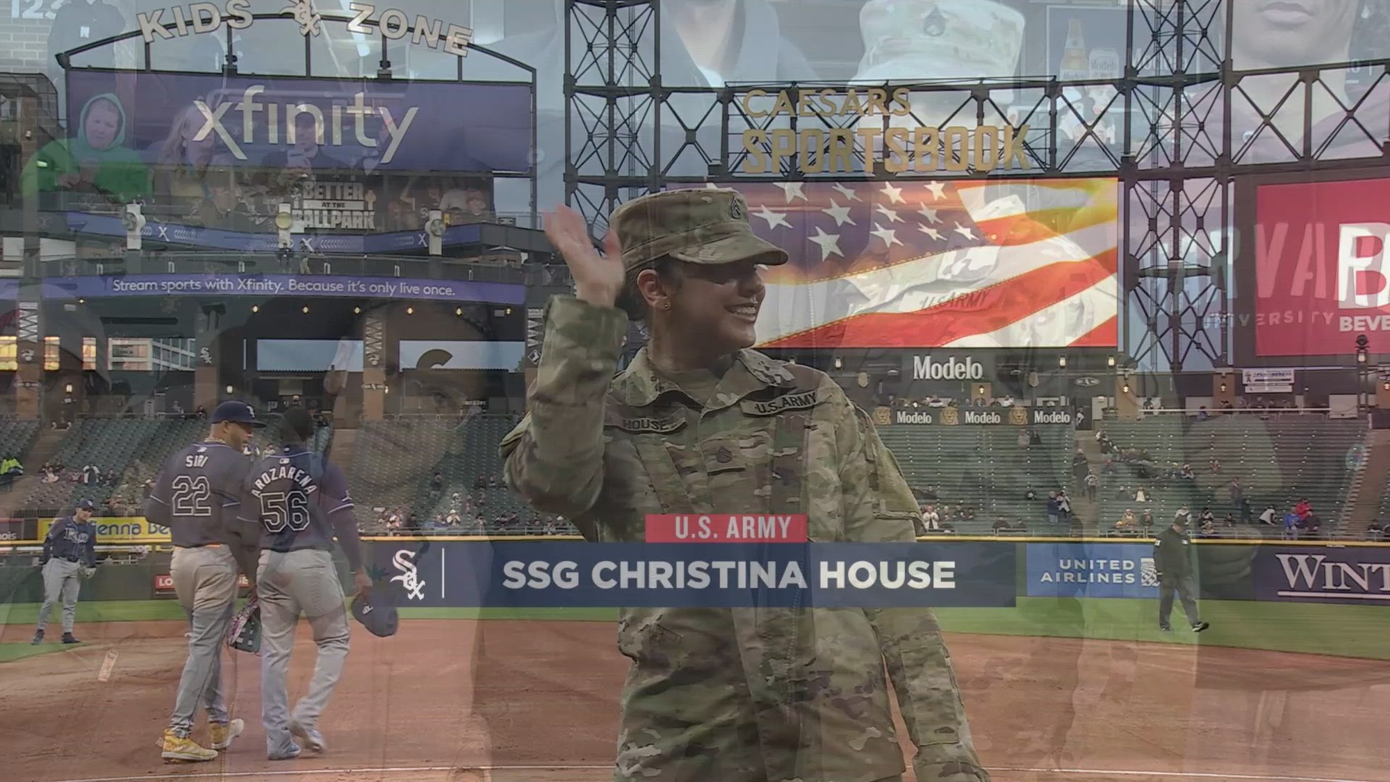 The Chicago White Sox honored Staff Sgt. Christina House, Senior Human Resource Noncommissioned Officer, 85th U.S. Army Reserve Support Command, as Hero of the Game during their game vs Tampa Rays game, April 26, 2024, recognizing her service in the U.S. Army And U.S. Army Reserve
(U.S. Army Reserve video by Staff Sgt. Erika Whitaker)