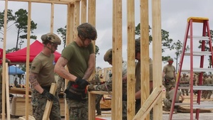 B-Roll: Marines with MWSS-172 compete in construction challenges during Readiness Challenge X
