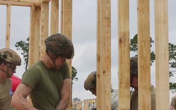 B-Roll: Marines with MWSS-172 compete in construction challenges during Readiness Challenge X