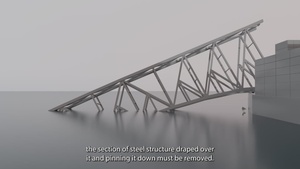 Graphical representation of how the precision cutting charges will be used on key bridge section