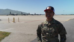 Airman 1st Class Cyril Moore discusses her role as a materiel management specialist during 2024 MAFFS Spring training