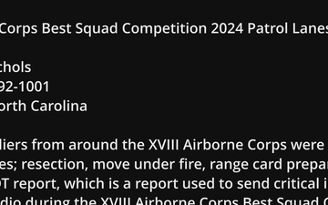 XVIII Airborne Corps Best Squad Competition 2024 Patrol Lanes