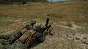 U.S. Marines with 4th Marine Division fire M240B machine guns during exercise TRADEWINDS 24