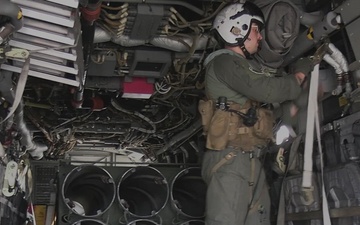 U.S. Marines with VMM-265 transport HIMARS ammunition pods with MV-22B Osprey