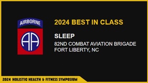 2024 H2F Symposium Best In Class: Sleep 82nd Combat Aviation Brigade