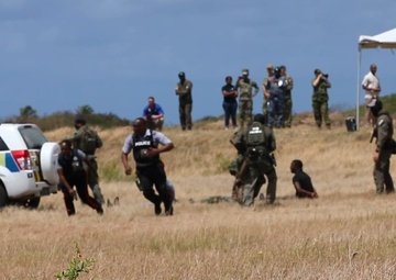 Exercise participants demonstrate lessons learned during TRADEWINDS 24 to distinguished visitors
