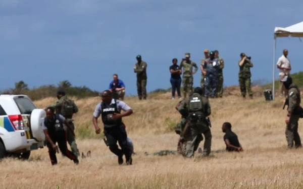 Exercise participants demonstrate lessons learned during TRADEWINDS 24 to distinguished visitors