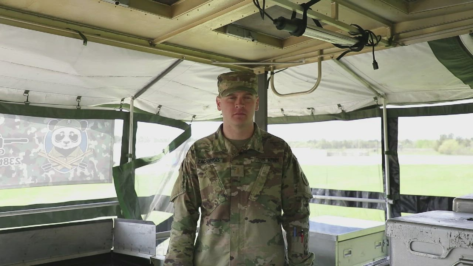 2nd Lt. Alexander Zacharias with the Army Reserve&#39;s 238th Quartermaster (Field Feeding) Company discusses his company&#39;s team competition in the 2024 Philip A. Connelly Competition at Fort McCoy, Wis., in an interview on May 14, 2024, at Logistical Staging Area Freedom on Fort McCoy&#39;s South Post where the competition was held. According to the U.S. Army Quartermaster Corps, the Philip A. Connelly Program is &quot;the personification of food service excellence executed by culinary specialists resulting in the presentation of extremely gratifying dining experiences across all Army food service platforms in garrison and field environments.