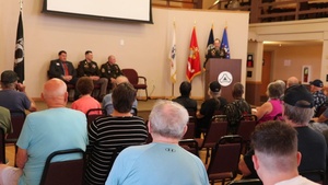 Fort McCoy Garrison Commander gives presentation during Vietnam Veterans ceremony at 2024 Fort McCoy Armed Forces Day Open House, Part I