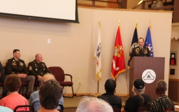 Fort McCoy Garrison Commander gives presentation during Vietnam Veterans ceremony at 2024 Fort McCoy Armed Forces Day Open House, Part I