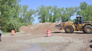 Beach nourishment efforts begin again as U.S. Army Corps of Engineers place sand for the Indiana Shoreline Protection Project.