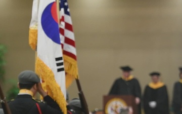 Student at the University of Maryland Global Campus, hold a graduation ceremony at Camp Humphreys