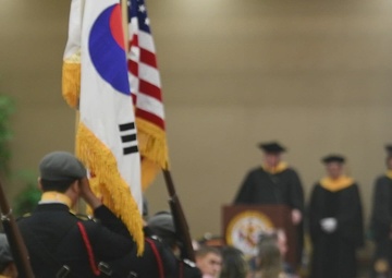 Student at the University of Maryland Global Campus, hold a graduation ceremony at Camp Humphreys
