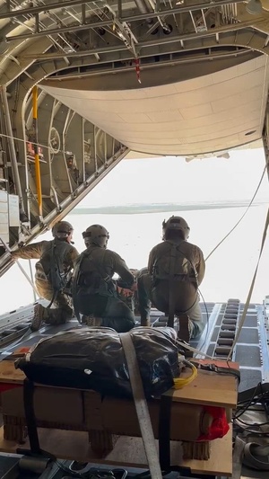 U.S. Air Force Riggers and C-130 crews load, drop, recover Low Cost Low Altitude airdrop