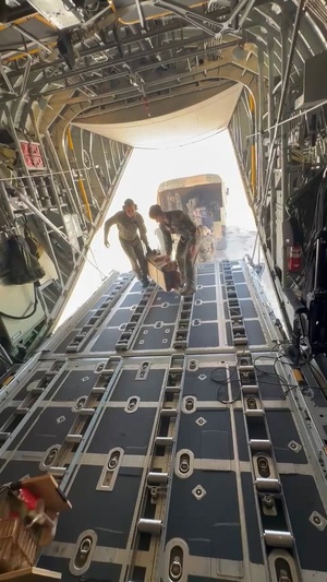U.S. Air Force Riggers and C-130 crews load, drop, recover Low Cost Low Altitude airdrop