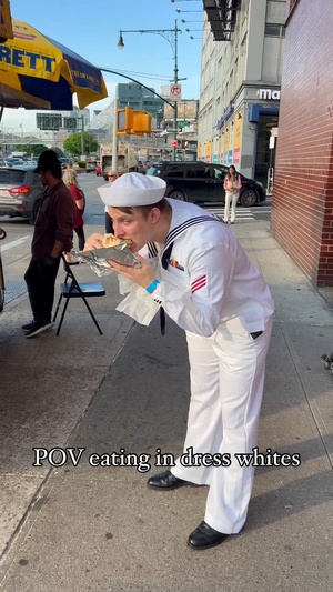 POV eating in your dress whites