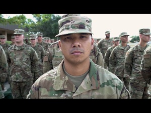 Chief Master Sgt Travon Dennis addresses the Airmen of the Fourth Air Force