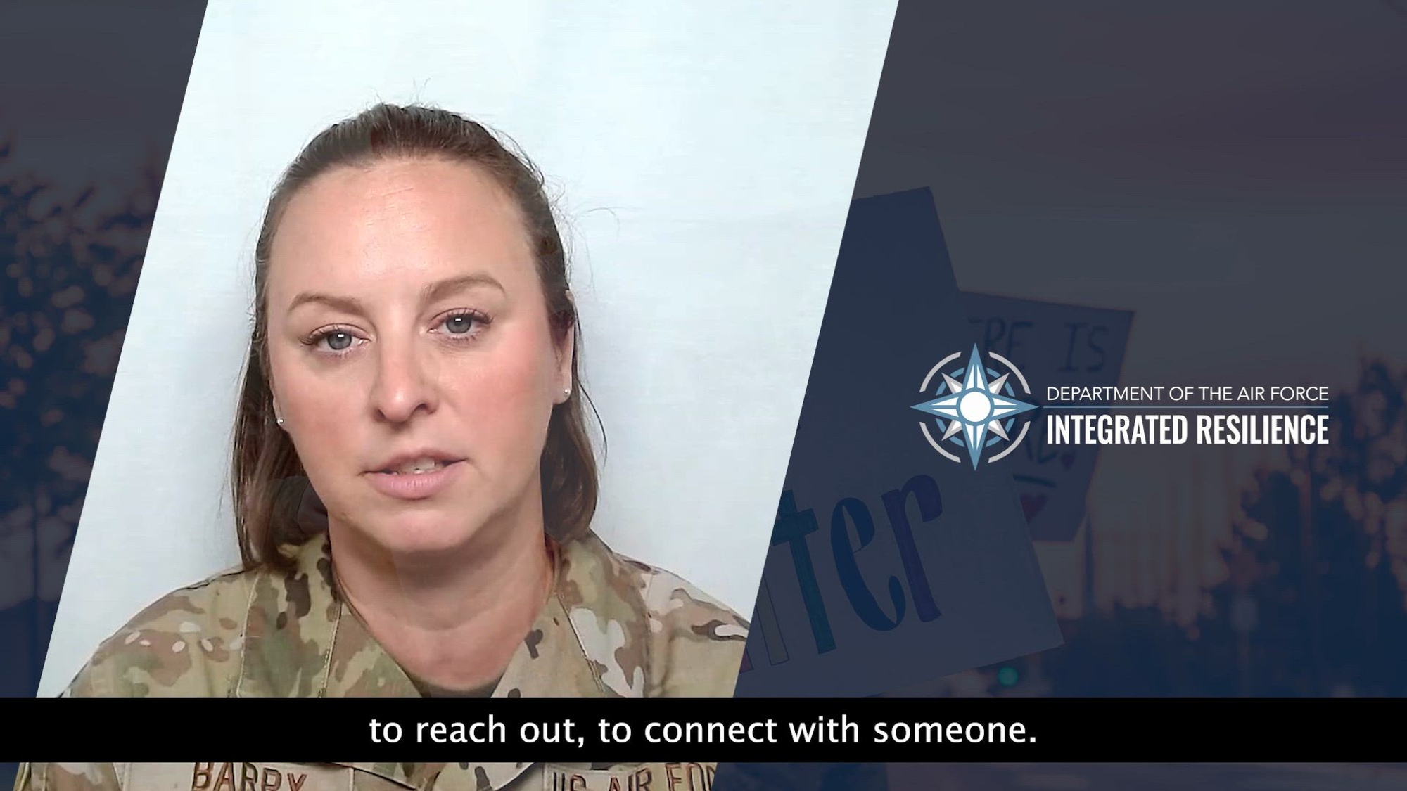 The Air, Space and Cyber Conference was held in September 2023 at the Gaylord National Resort & Convention Center in National Harbor, Md. The Total Force was encouraged to share their resilience stories in a video booth.

Lt. Col. Barry shared her story of resilience as a new parent and emphasized seeking professional help when struggling with mental health issues. Remember that support is available to help overcome difficult times.