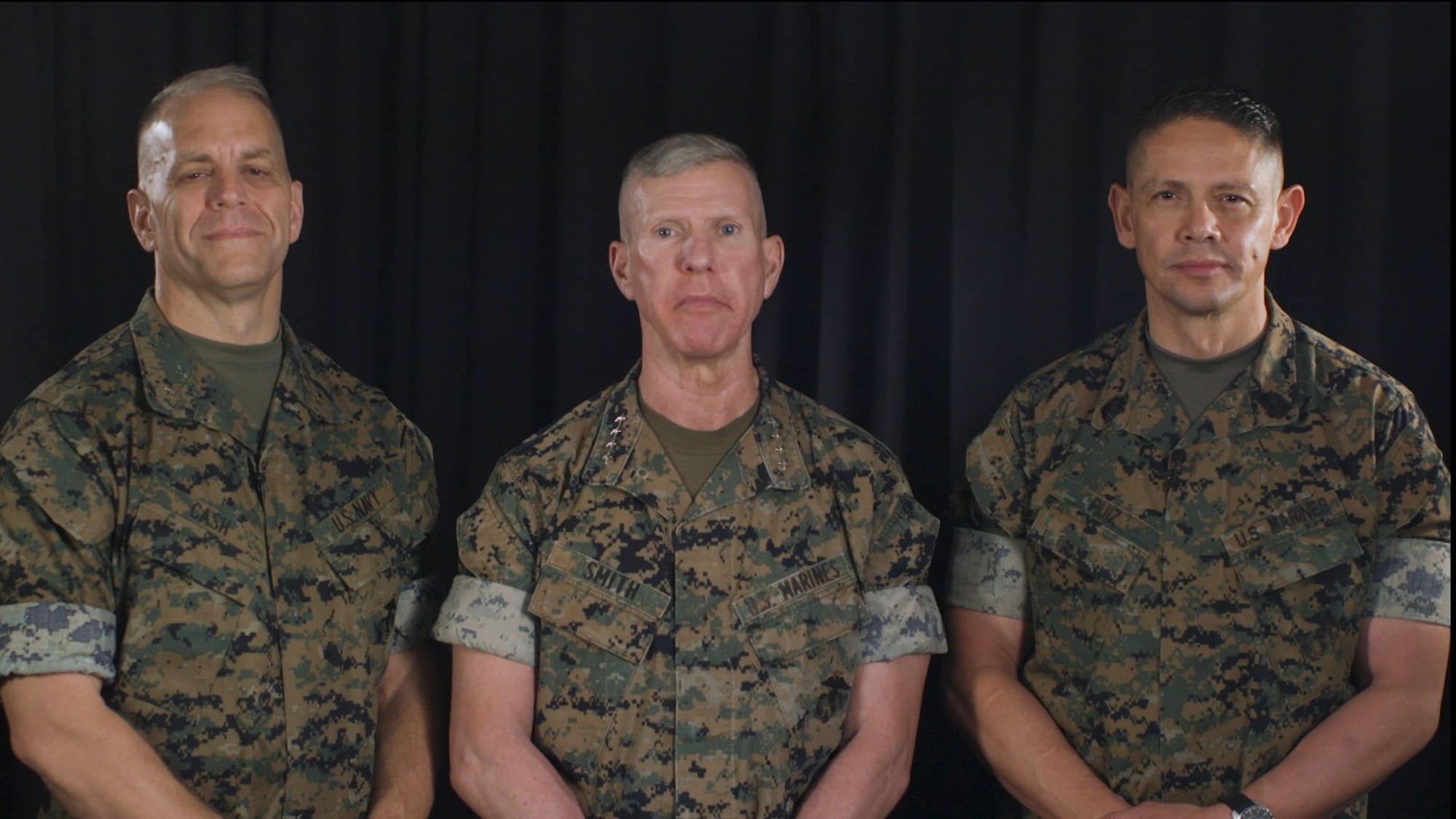 Commandant of the Marine Corps Gen. Eric Smith, Sergeant Major of the Marine Corps Sgt. Maj. Carlos A. Ruiz, and Chaplain of the Marine Corps Rear Adm. Carey H. Cash, come together to discuss the importance of Spiritual Fitness in the Marine Corps, May 21, 2024.