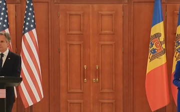 Secretary of State Antony J. Blinken holds a joint press availability with Moldovan President Maia Sandu