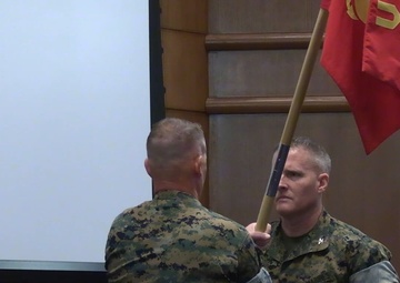 U.S. Marines with MCOTEA host a change of command ceremony