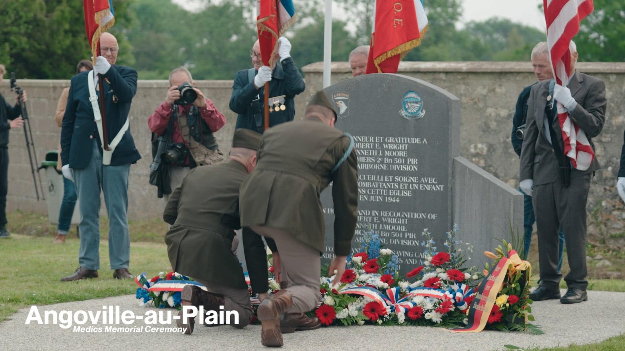 U.S and Allied Forces, World War II Veterans and Distinguished Guests attend the Angoville-au-Plain Memorial Ceremony in Angoville-au-Plain, France on June 1, 2024. The 101st Airborne Division (Air Assault) is forever linked to the people of Normandy, especially Carentan. The division fought and sacrificed for the freedom and peace that exists today in France.