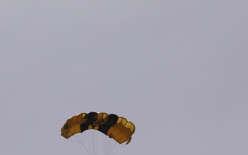 The United States Army Parachute Team The Golden Knights perform aerial acrobatics