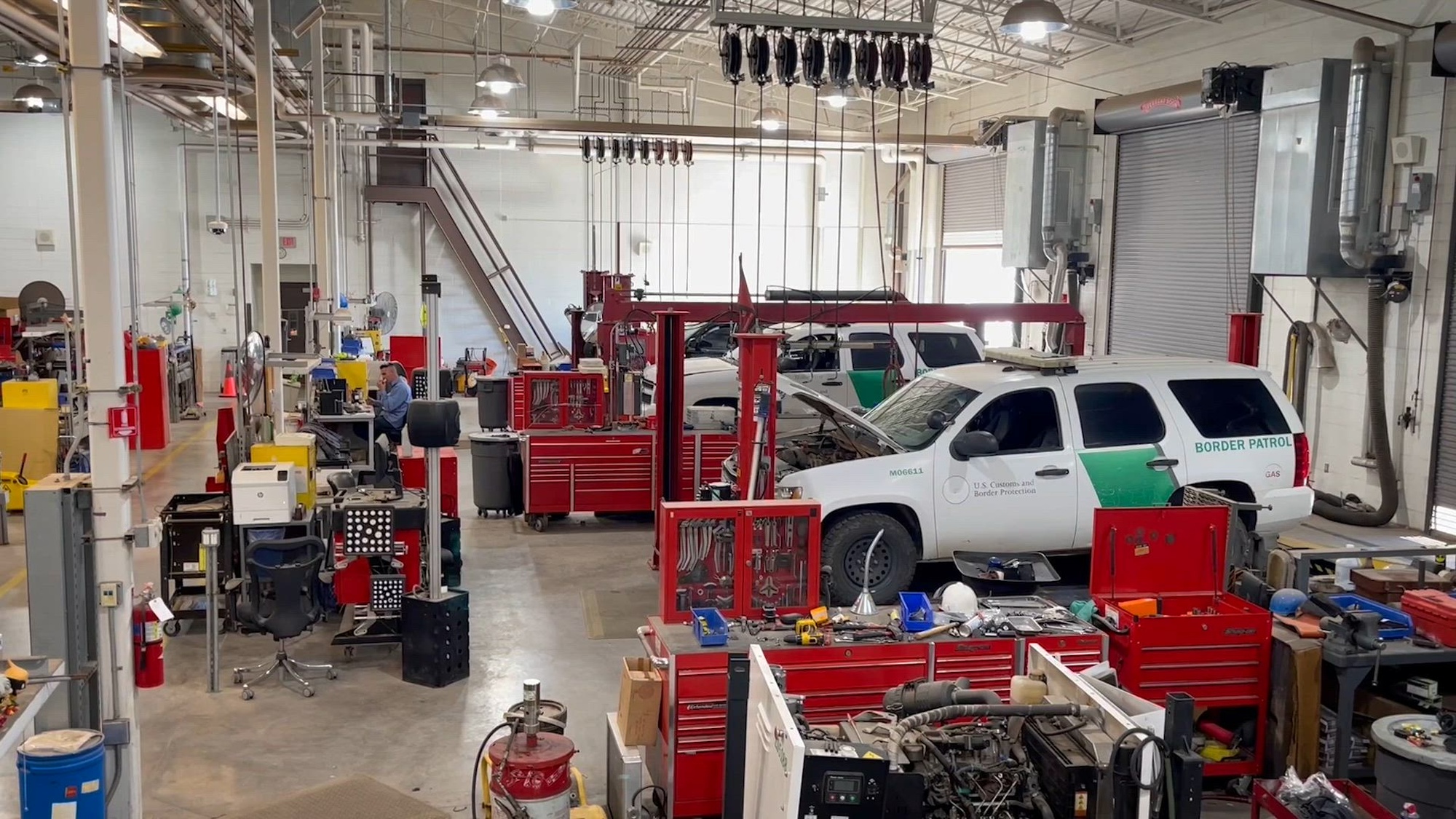 B-Roll of U.S. Customs and Border Protection Automotive Mechanics working on Tucson Sector Border Patrol vehicles.