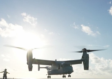 BRoll: MRF-D 24.3: VMM-268 (Rein.) Marines rehearse MV-22B Osprey DLQs aboard HMAS Adelaide