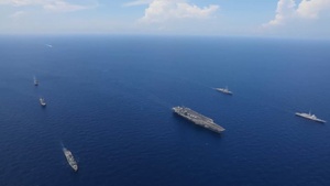 CSG-9, CVW-11 with Canadian, French Ships Transit and Fly Together in South China Sea During Valiant Shield 2024