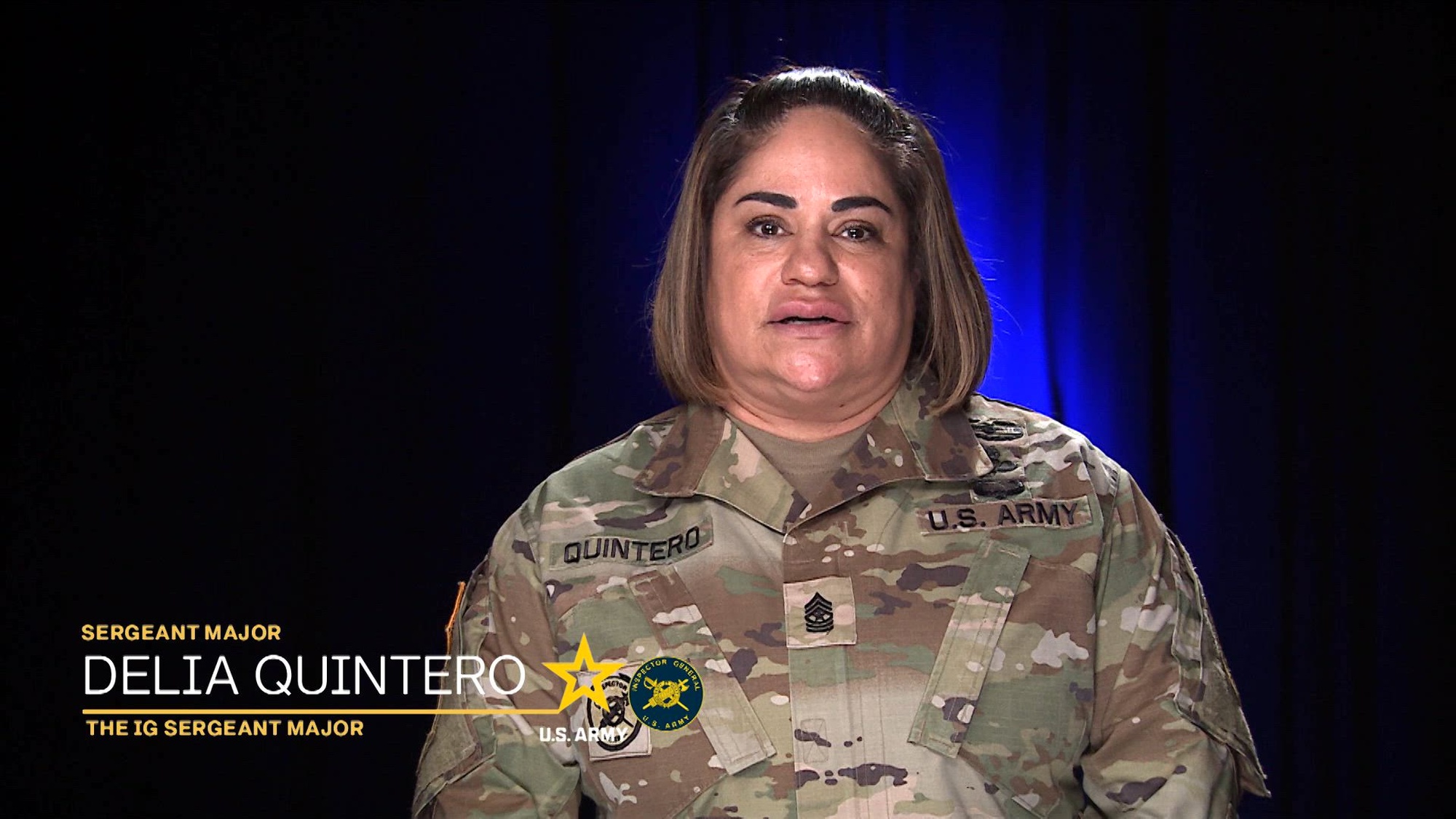 U.S. Army Sgt. Maj. Delia Quintero, the Inspector General Sergeant major, explains the Army IG System's Assistance function. Topics include when and how to seek IG Assistance, categories of assistance, and that no one can bar a Soldier from seeking IG assistance, May 2, 2024. (U.S. Army video)