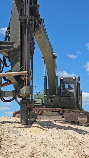 106th Engineer Detachment Soldiers drill holes for explosives on troop project at Fort McCoy, Part 3