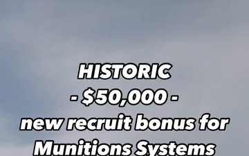 Up to $50,000 for new recruits in Armament and Weapons career fields