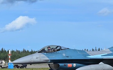 The 18th Fighter Interceptor Squadron takes off during Red Flag-Alaska 24-2