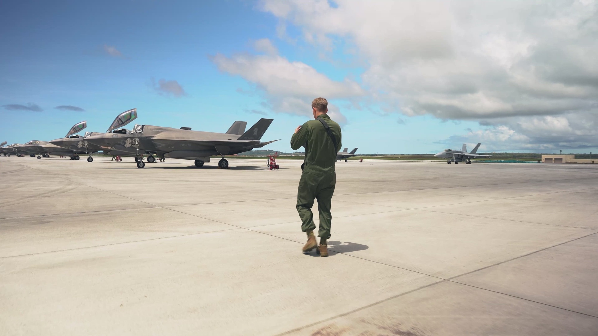 U.S. Marine Corps Lance Cpl. John Rittenhouse, a fixed-wing aircraft mechanic, talks about his daily life while at Andersen Air Force Base, Guam, May 24, 2024. Fixed-wing aircraft mechanics also known as “powerliners” perform routine maintenance on the F-35B Lightning II as well as conduct flightline operations to ensure the aircraft are mission ready. (U.S. Marine Corps video by Lance Cpl. Brian Long)