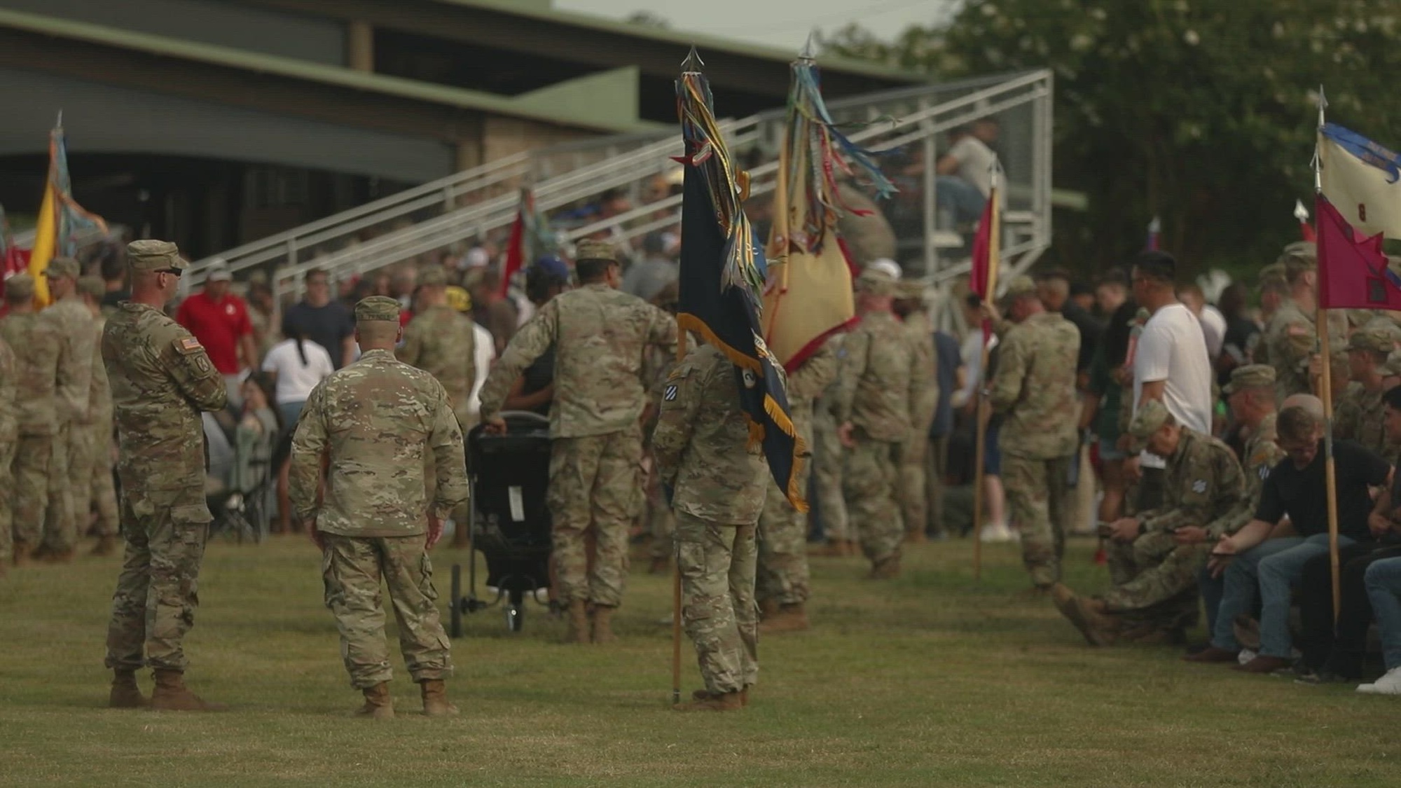 Soldiers assigned to 3rd Infantry Division participate in Marne Tattoo as part of the Salute to Summer celebration at Fort Stewart, Georgia, June 17, 2024. The Marne Tattoo marks the constitution and organization of 3rd ID through performance and music, sharing the storied division’s history for all past and present members of the Marne community. Salute to Summer events such as the division run, Marne Tattoo, golf scramble, flag football and concert provide a way to extend gratitude to our Families and community for their unwavering support of our Soldiers. (U.S. Army video by Sgt. Bernabe Lopez, Sgt. Duke Edwards, Pfc. Luciano Alcala, Pfc. Santiago Lepper)