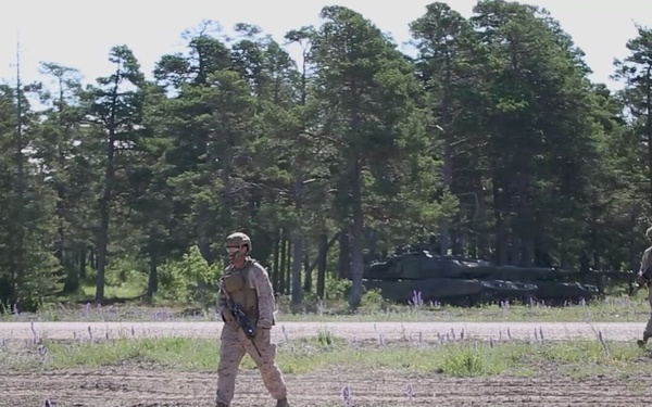U.S. Marines, Swedish 181st Armored Battalion conduct an integrated live-fire and maneuver range during BALTOPS 24
