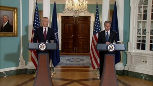 Secretary of State Antony J. Blinken holds a joint press availability with NATO Secretary General Jens Stoltenberg