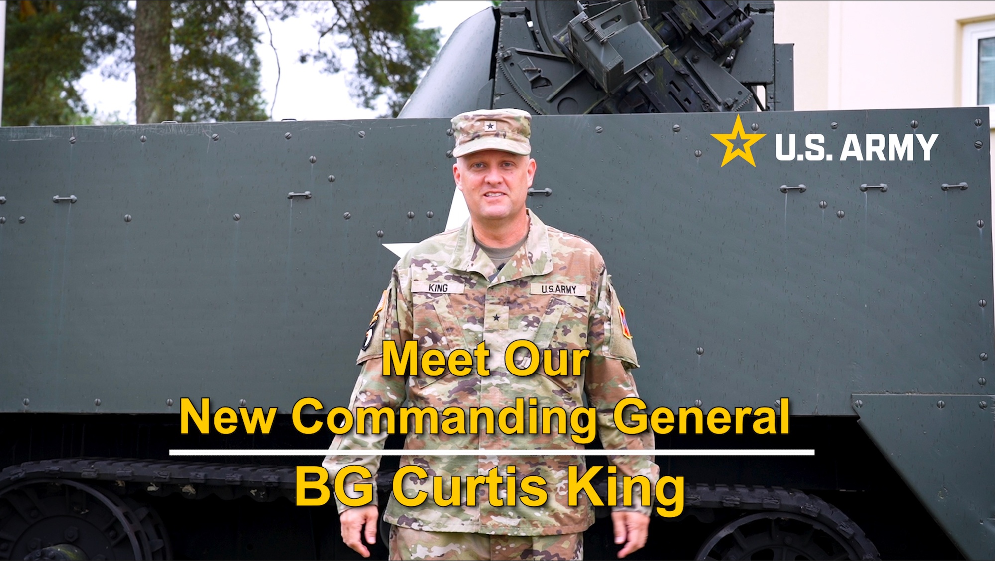 U.S. Army Brig. Gen Curtis King, 10th AAMDC commanding general, shares a message to the Team 10 family June 21 in Sembach, Germany. King thanks soldiers and their families for all their hard work and resilience while supporting the mission on the Eastern Flank (U.S. Army video by Sgt. Yesenia Cadavid)