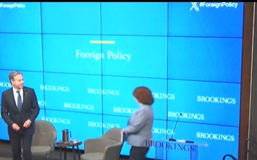 Secretary of State Antony J. Blinken participates in a conversation on U.S. foreign policy at the Brookings Institution in Washington, D.C.
