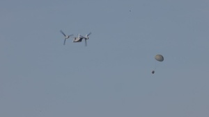 B-Roll: MRF-D 24.3 Marines rehearse air delivery from MV-22B Osprey