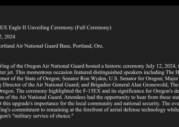 F-15 EX Eagle II Unveiling Ceremony (Full Ceremony)